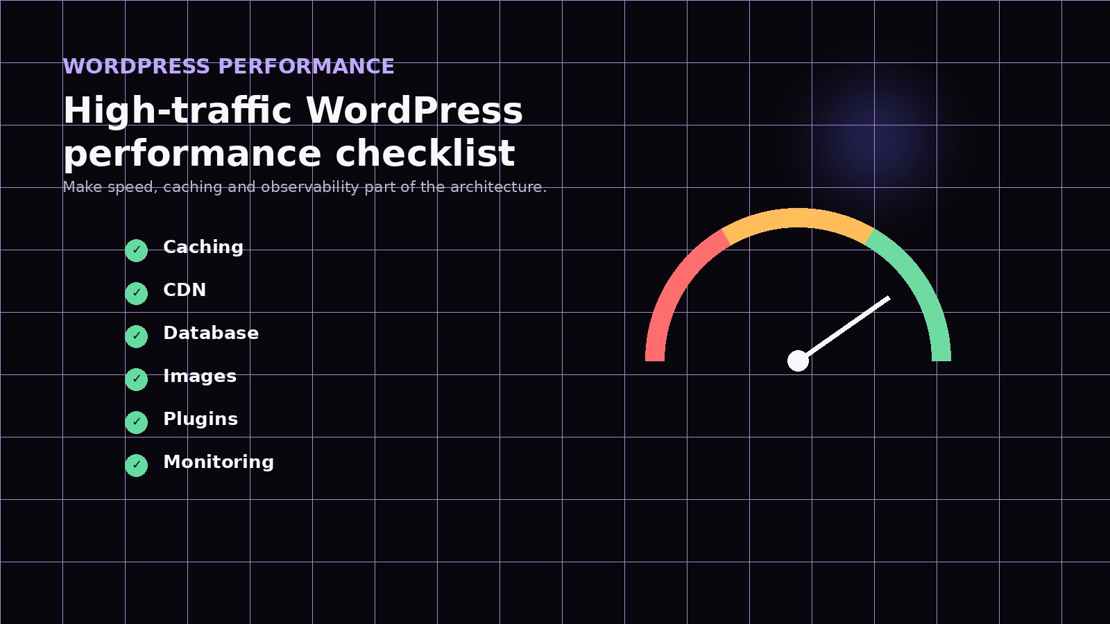 WordPress performance speed gauge and optimization checklist